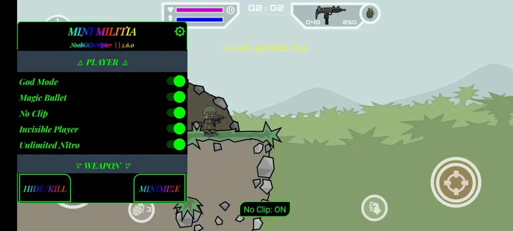 Mini Militia Mod APK God Mode and Invisible Player options