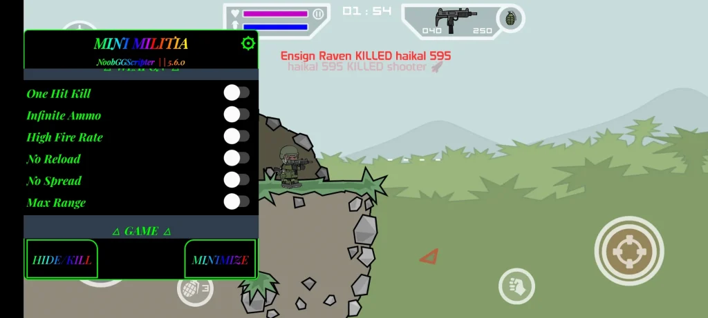 Mini Militia Hack Unlimited Ammo and One Hit Kill settings